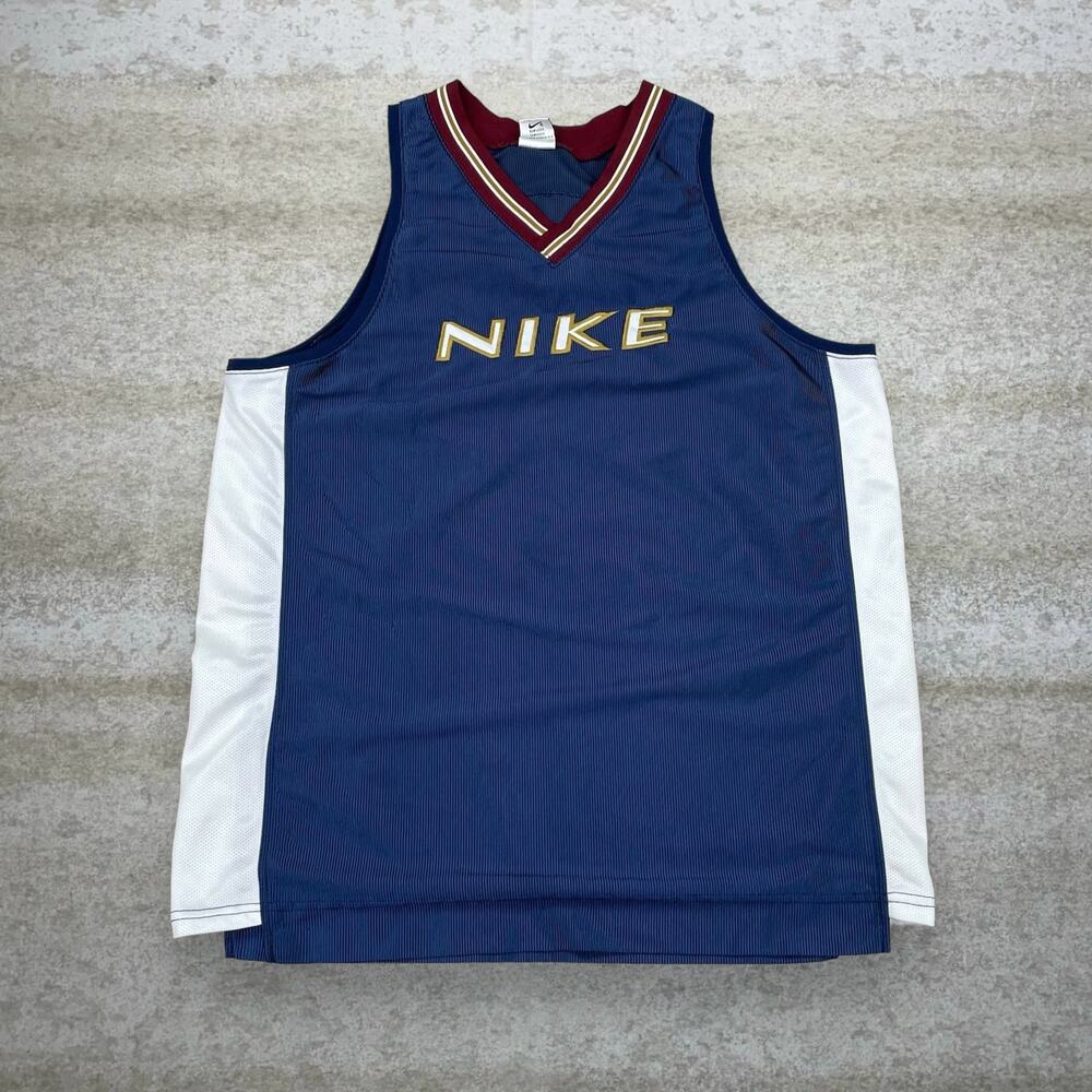 Vintage 90s Nike Basketball Jersey Mens XL Denver Nuggets Colorway Spellout Logo